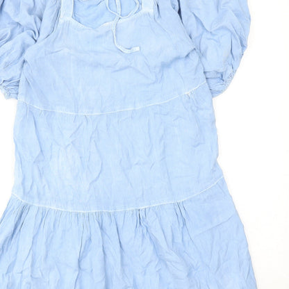 Influence Womens Blue Viscose A-Line Size 10 Square Neck Tie