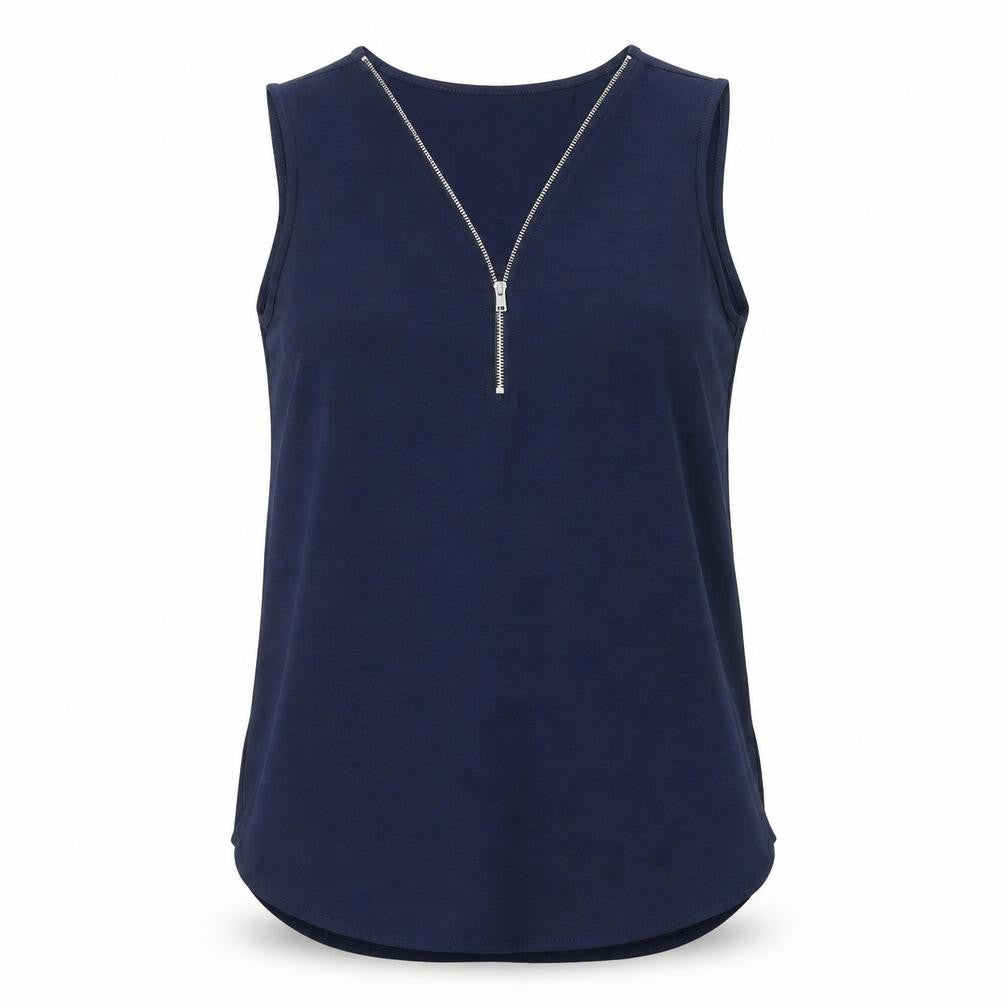 Classics Womens Blue Polyester Basic Blouse Size 12 V-Neck