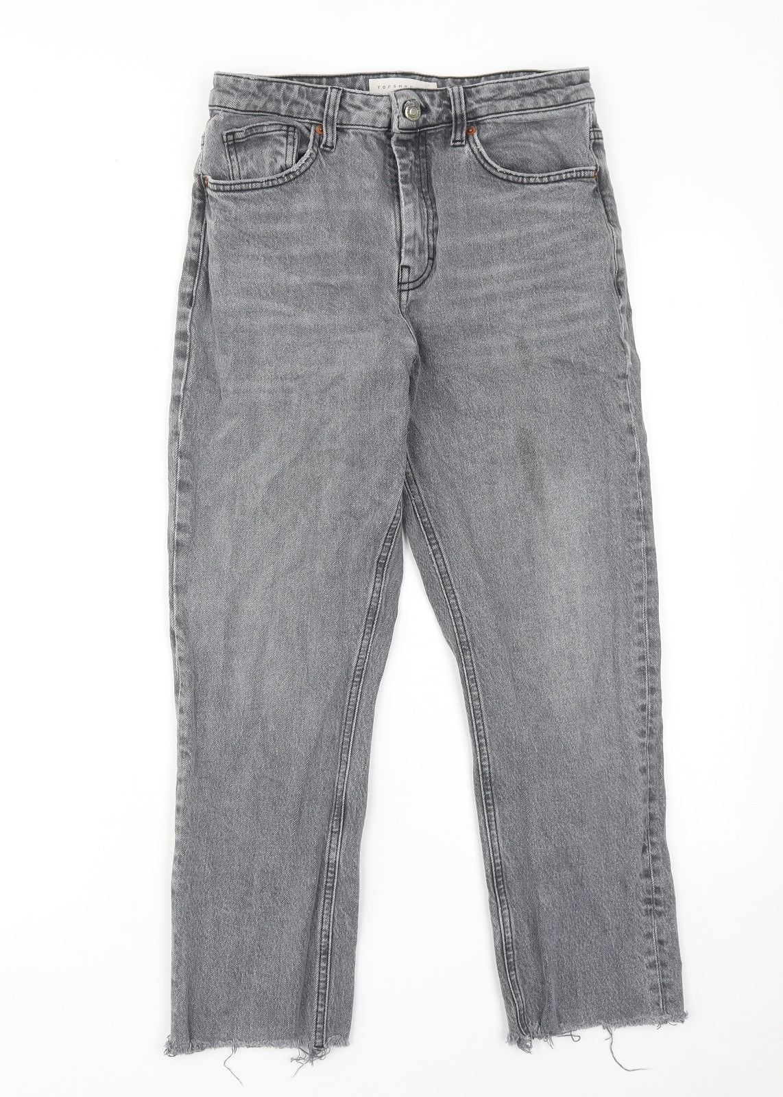 Topshop Womens Grey Cotton Straight Jeans Size 28 in L30 in Regular Zip