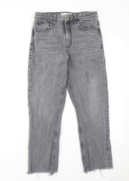 Topshop Womens Grey Cotton Straight Jeans Size 28 in L30 in Regular Zip