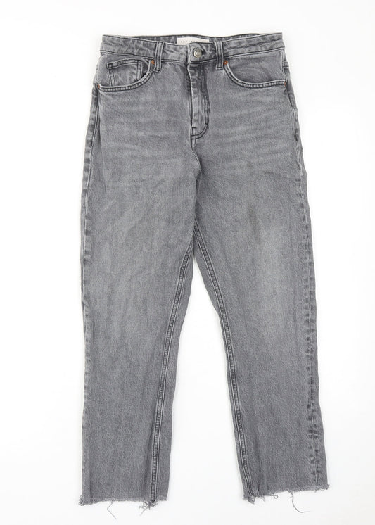 Topshop Womens Grey Cotton Straight Jeans Size 28 in L30 in Regular Zip