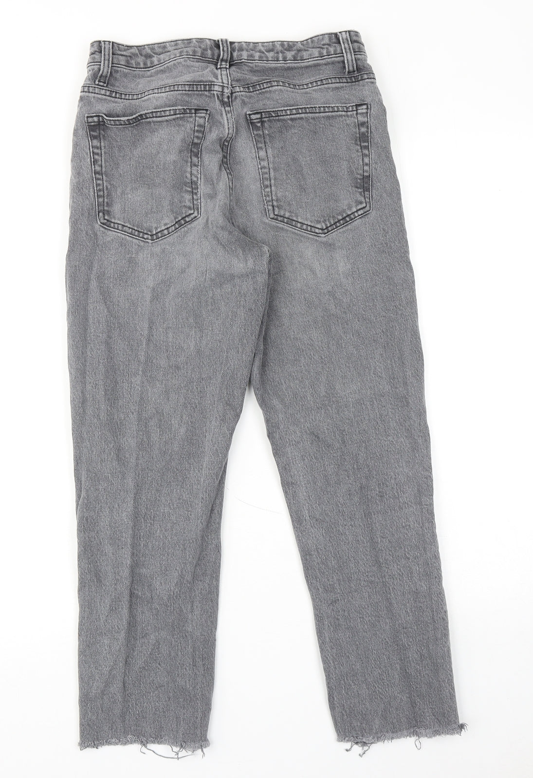 Topshop Womens Grey Cotton Straight Jeans Size 28 in L30 in Regular Zip