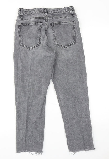 Topshop Womens Grey Cotton Straight Jeans Size 28 in L30 in Regular Zip