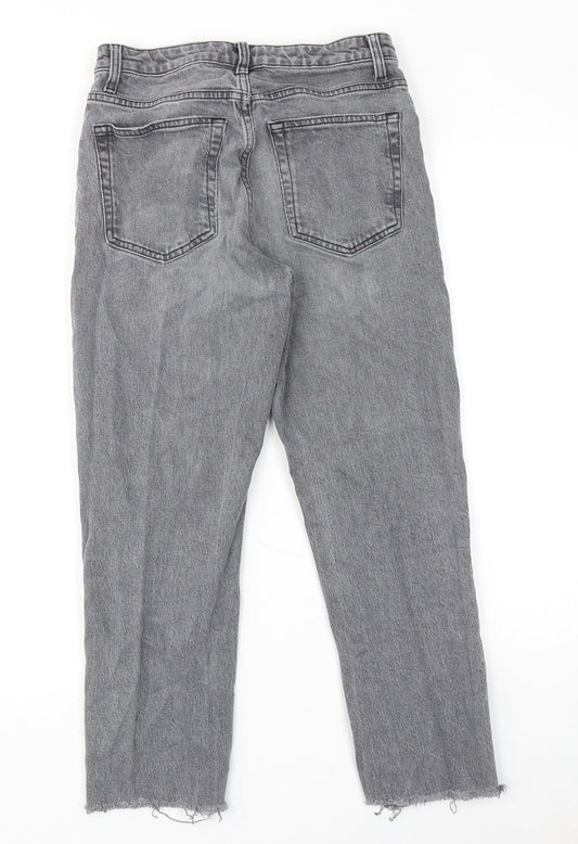 Topshop Womens Grey Cotton Straight Jeans Size 28 in L30 in Regular Zip