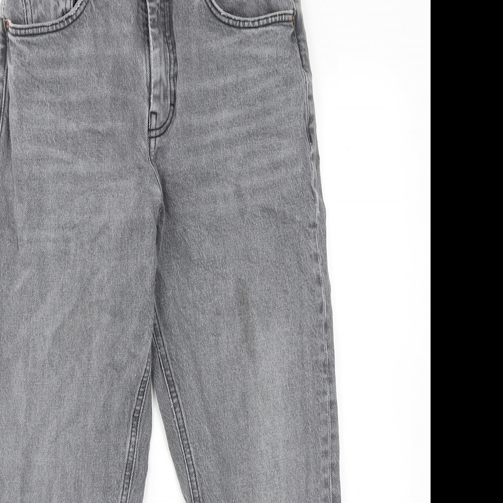 Topshop Womens Grey Cotton Straight Jeans Size 28 in L30 in Regular Zip