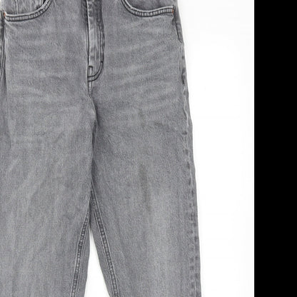 Topshop Womens Grey Cotton Straight Jeans Size 28 in L30 in Regular Zip