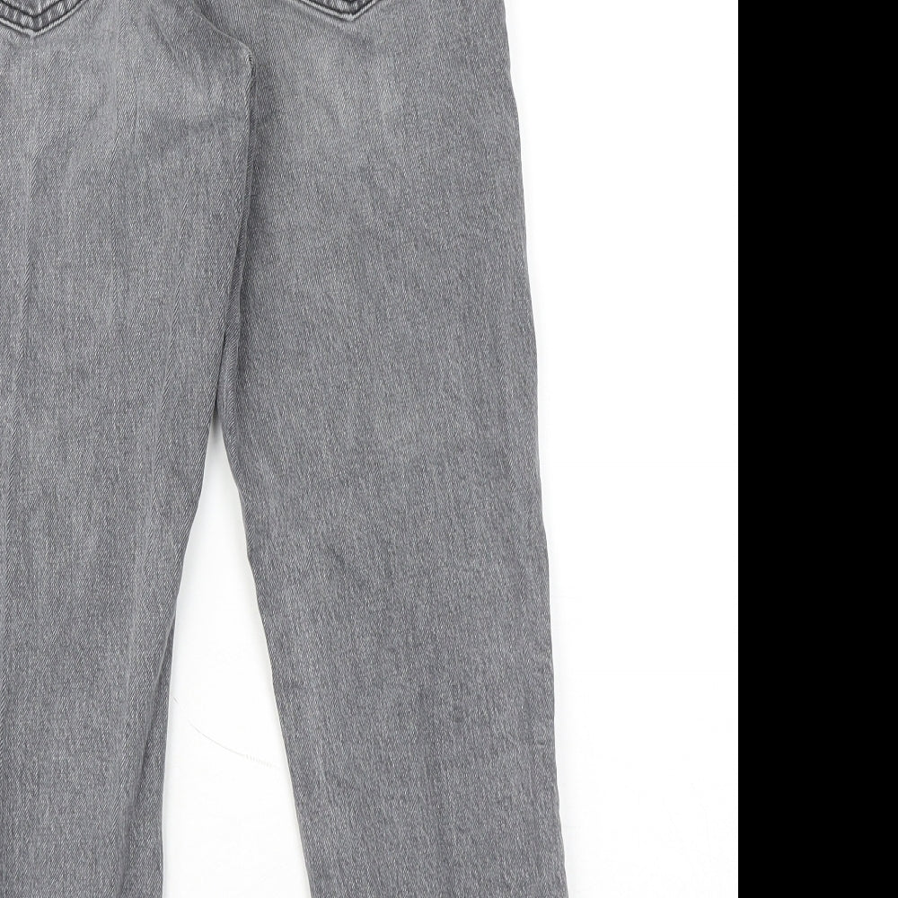 Topshop Womens Grey Cotton Straight Jeans Size 28 in L30 in Regular Zip