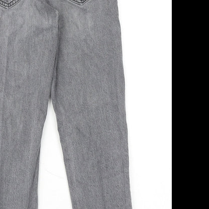 Topshop Womens Grey Cotton Straight Jeans Size 28 in L30 in Regular Zip