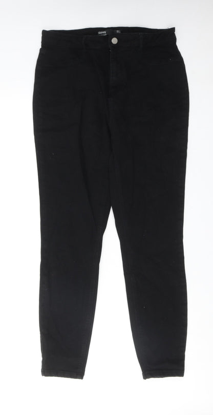 Dunnes Stores Womens Black Cotton Skinny Jeans Size 10 Regular Zip