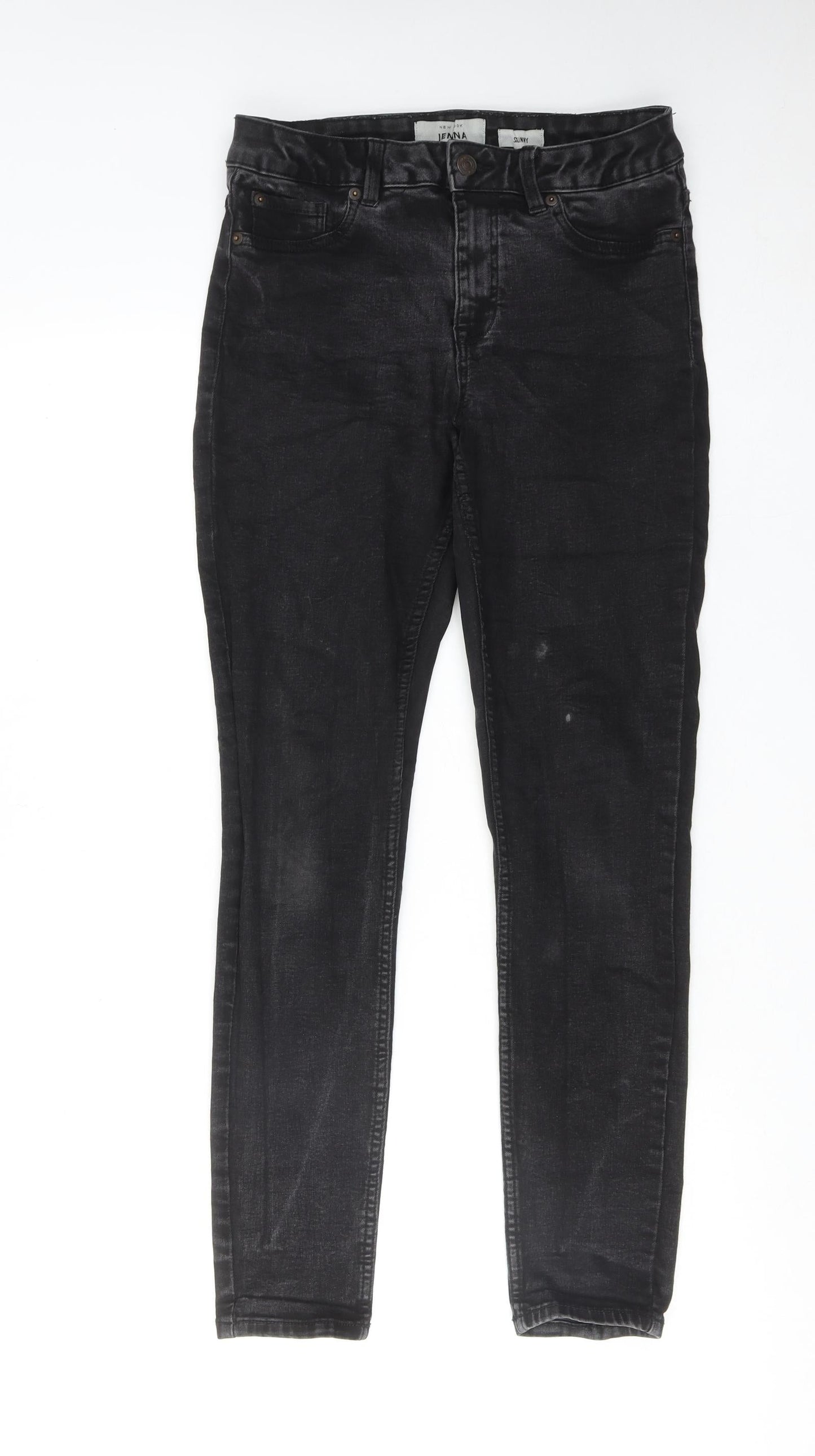 New Look Womens Black Cotton Skinny Jeans Size 10 Regular Zip