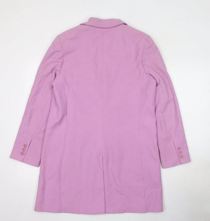 Theory Womens Purple Overcoat Coat Size L Button