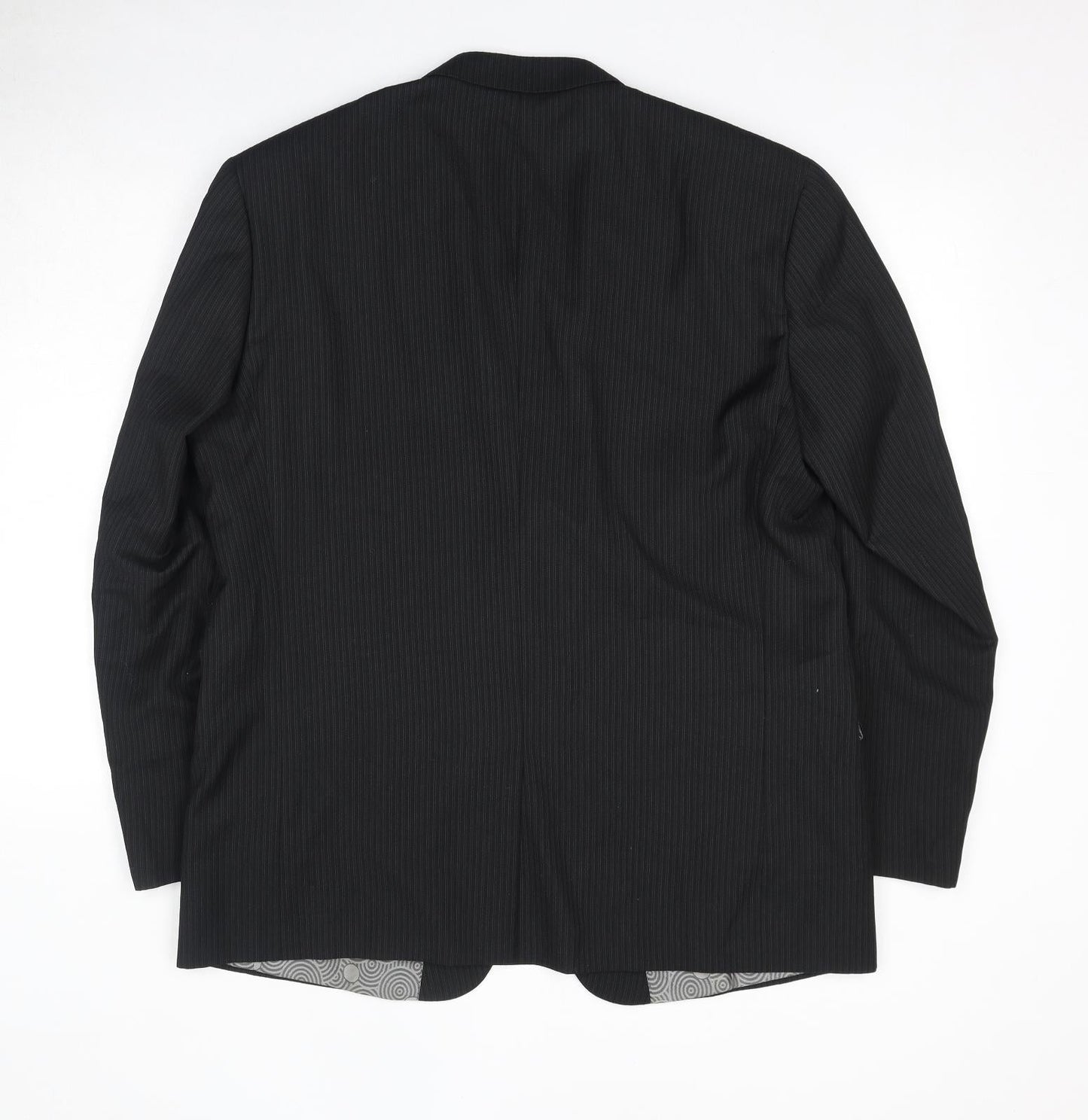 Skopes Mens Black Striped Polyester Jacket Suit Jacket Size 46 Regular - Shoulder Pads
