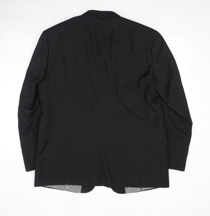 Skopes Mens Black Striped Polyester Jacket Suit Jacket Size 46 Regular - Shoulder Pads