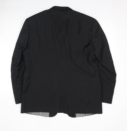 Skopes Mens Black Striped Polyester Jacket Suit Jacket Size 46 Regular - Shoulder Pads