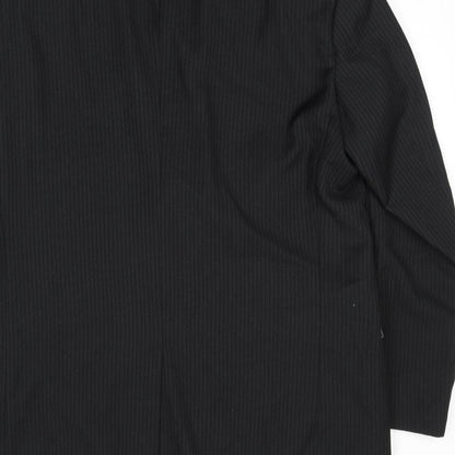 Skopes Mens Black Striped Polyester Jacket Suit Jacket Size 46 Regular - Shoulder Pads