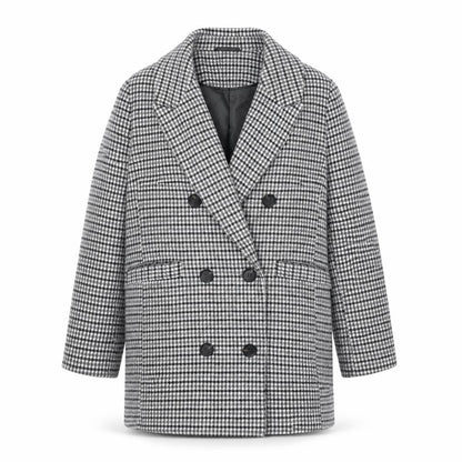 Marks & Spencer Womens Grey Geometric Pea Coat Coat Size 10 Button