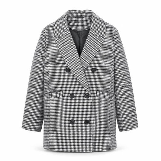 Marks & Spencer Womens Grey Geometric Pea Coat Coat Size 10 Button