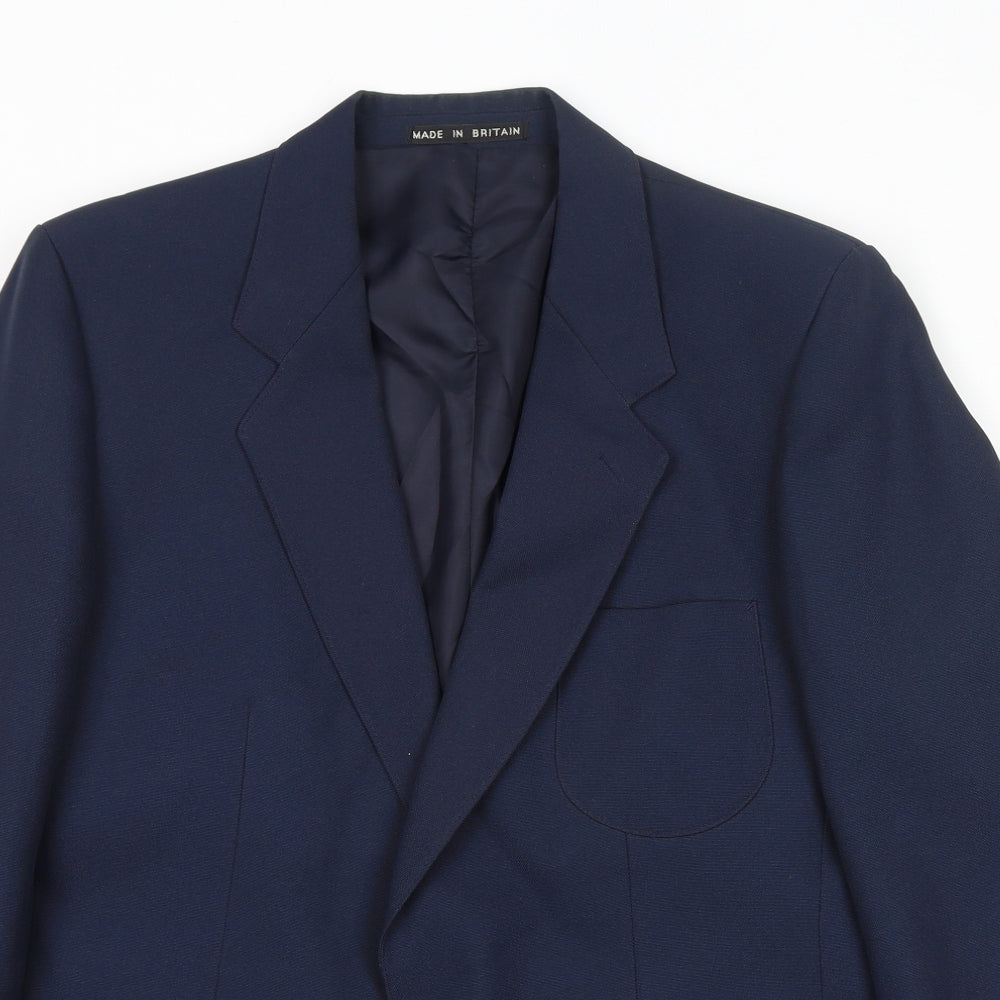 Greenwoods Mens Blue Polyester Jacket Suit Jacket Size 42 Regular