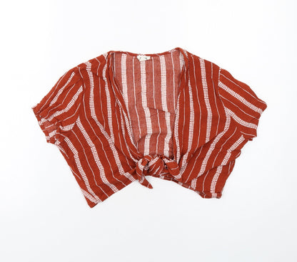 Womens UK Size S Garage Orange Wrap Blouse