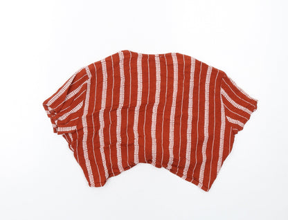 Womens UK Size S Garage Orange Wrap Blouse