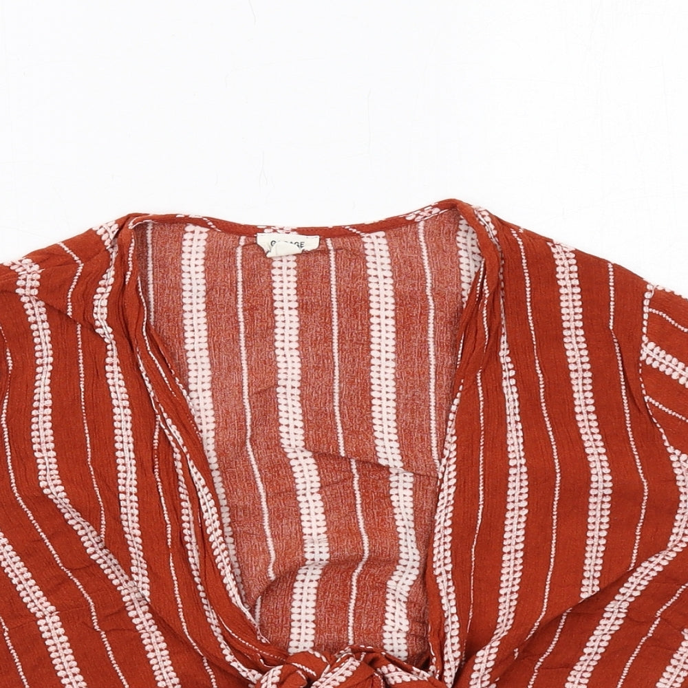 Womens UK Size S Garage Orange Wrap Blouse