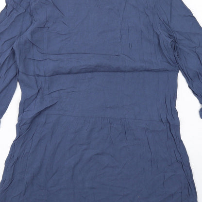 Indigo Womens Blue Viscose A-Line Size 10 Round Neck Button