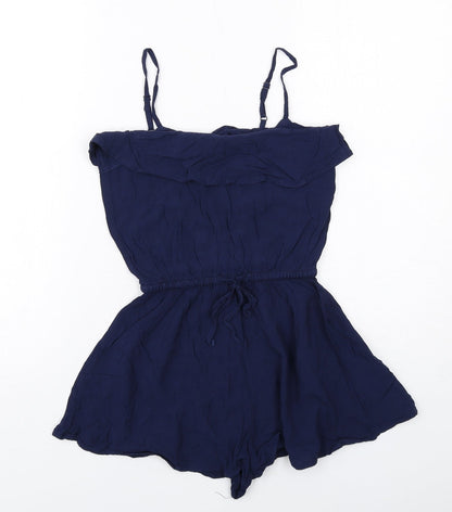 H&M Womens Blue Viscose Playsuit One-Piece Size 6 Pullover