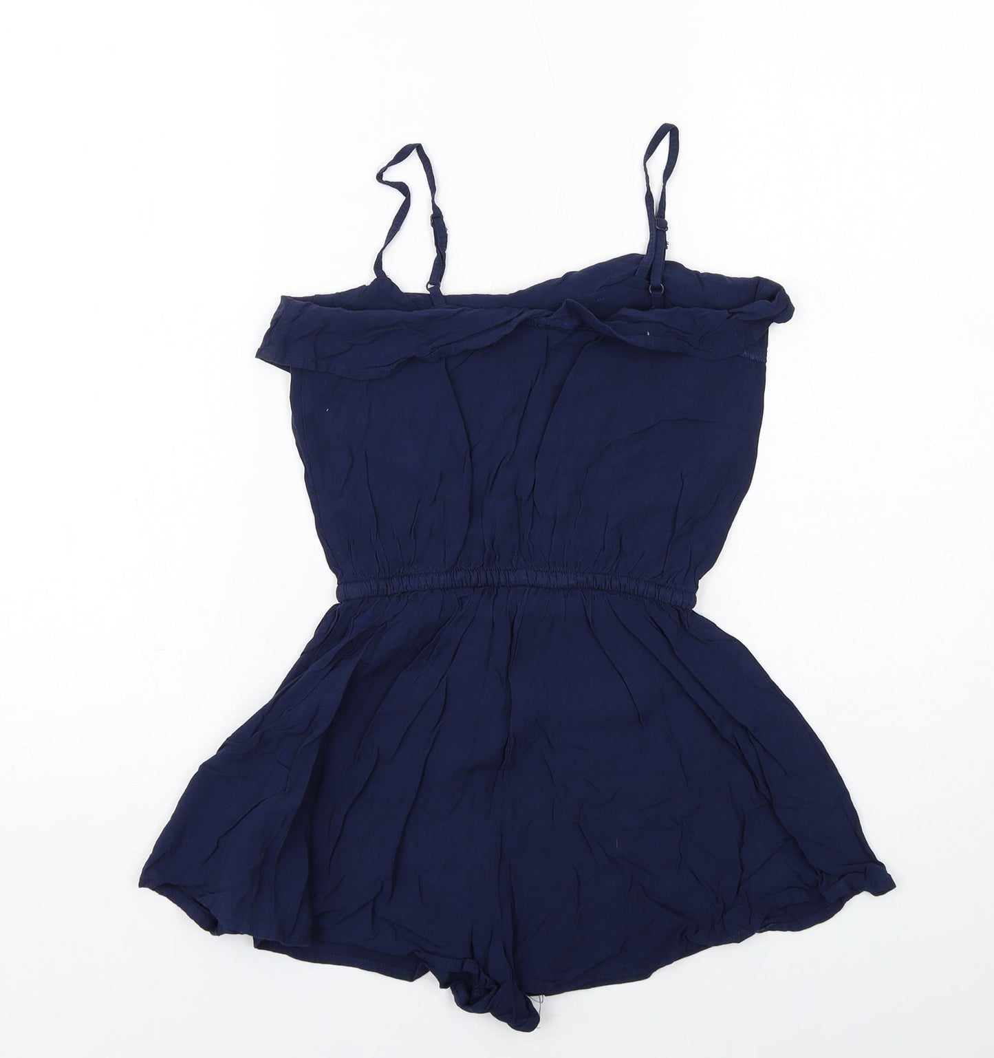 H&M Womens Blue Viscose Playsuit One-Piece Size 6 Pullover