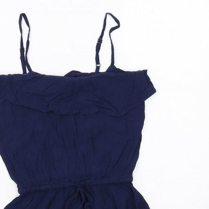 H&M Womens Blue Viscose Playsuit One-Piece Size 6 Pullover