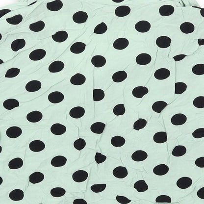 Miss Selfridge Womens Green Polka Dot Viscose Basic Button-Up Size 10 Collared