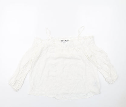 Womens UK Size 8 New Look White Basic Blouse