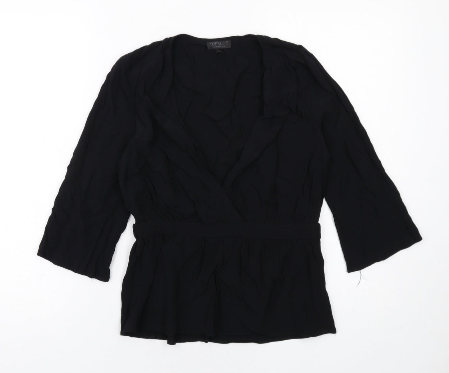 Womens UK Size 10 Topshop Black Basic Blouse
