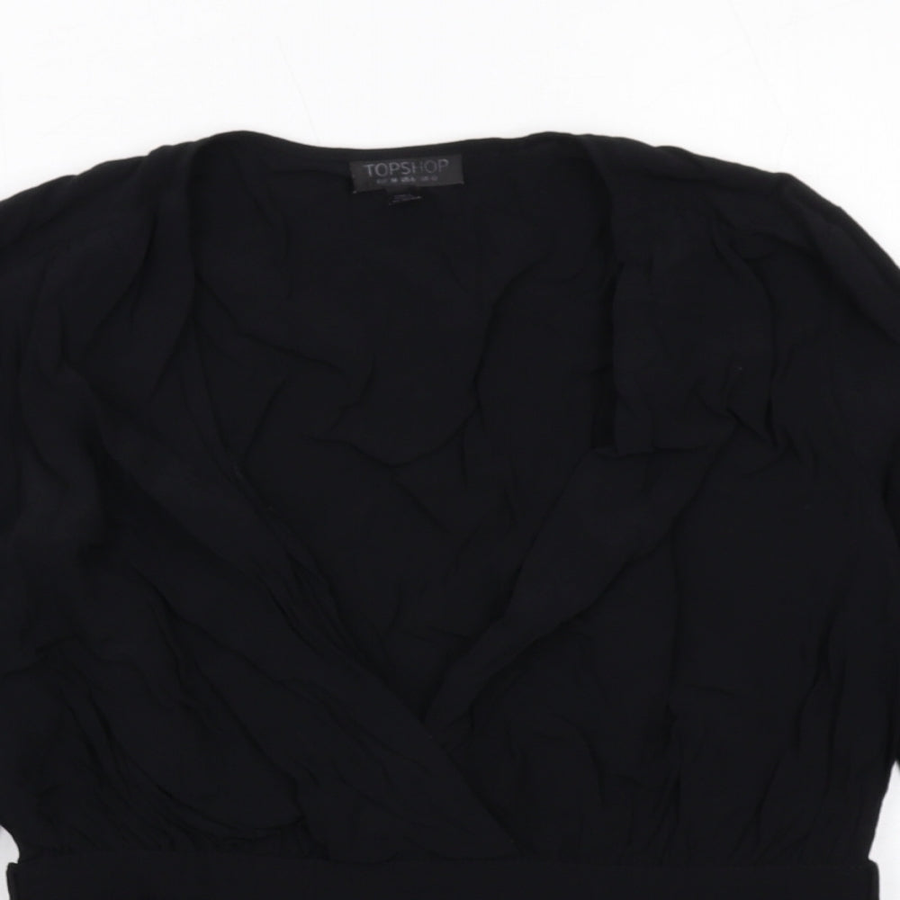 Womens UK Size 10 Topshop Black Basic Blouse