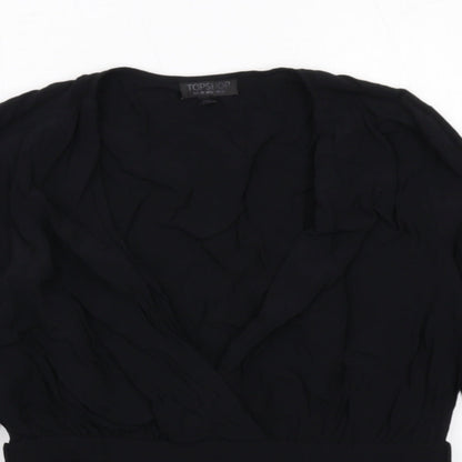 Womens UK Size 10 Topshop Black Basic Blouse