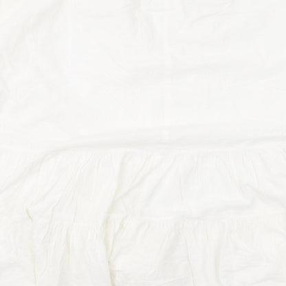 H&M Womens White Cotton Trapeze & Swing Size S V-Neck Pullover