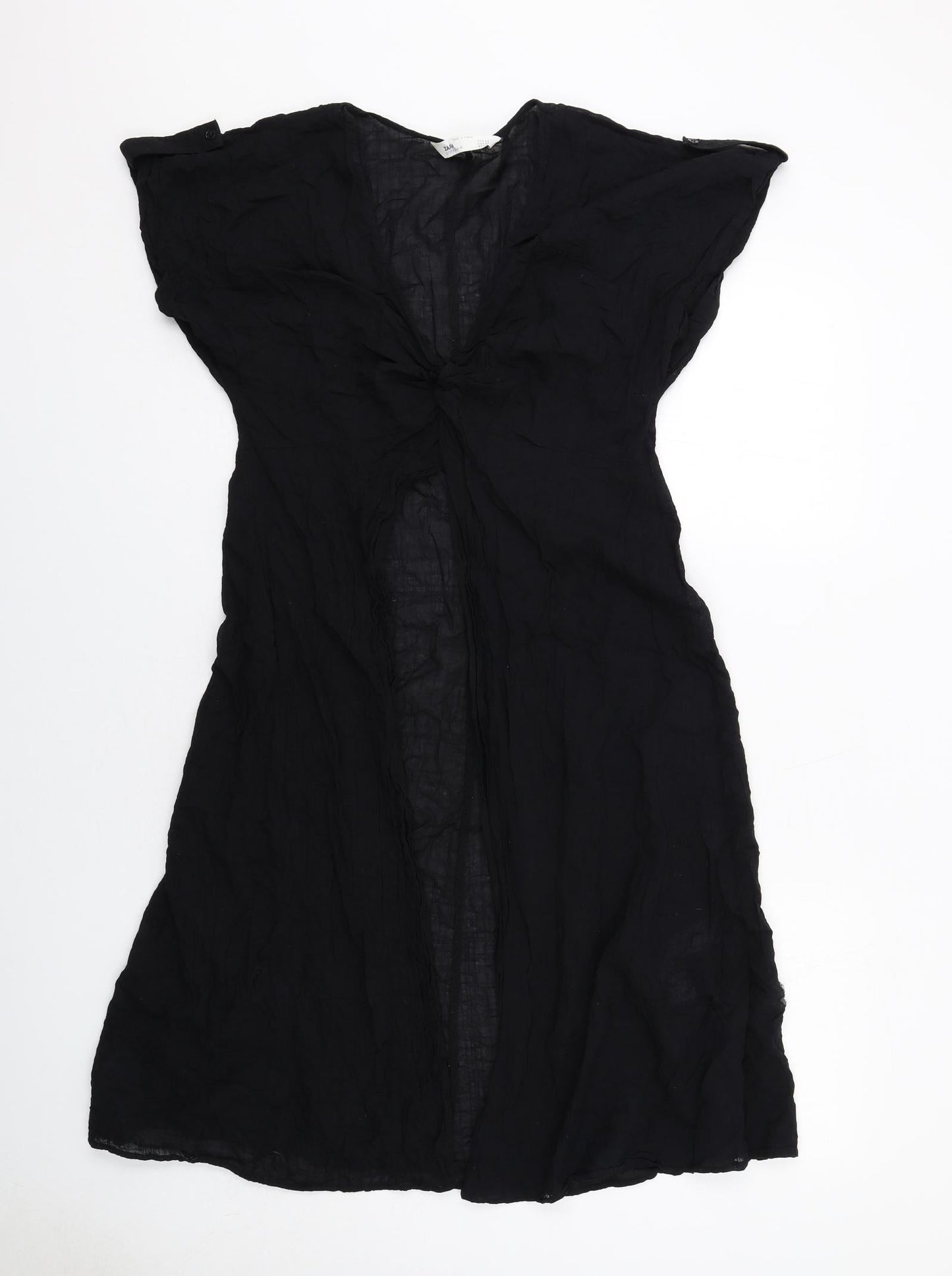 Womens UK Size XS Zara Black Tunic Blouse