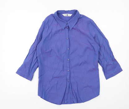 Womens UK Size 12 New Look Blue Basic Button-Up