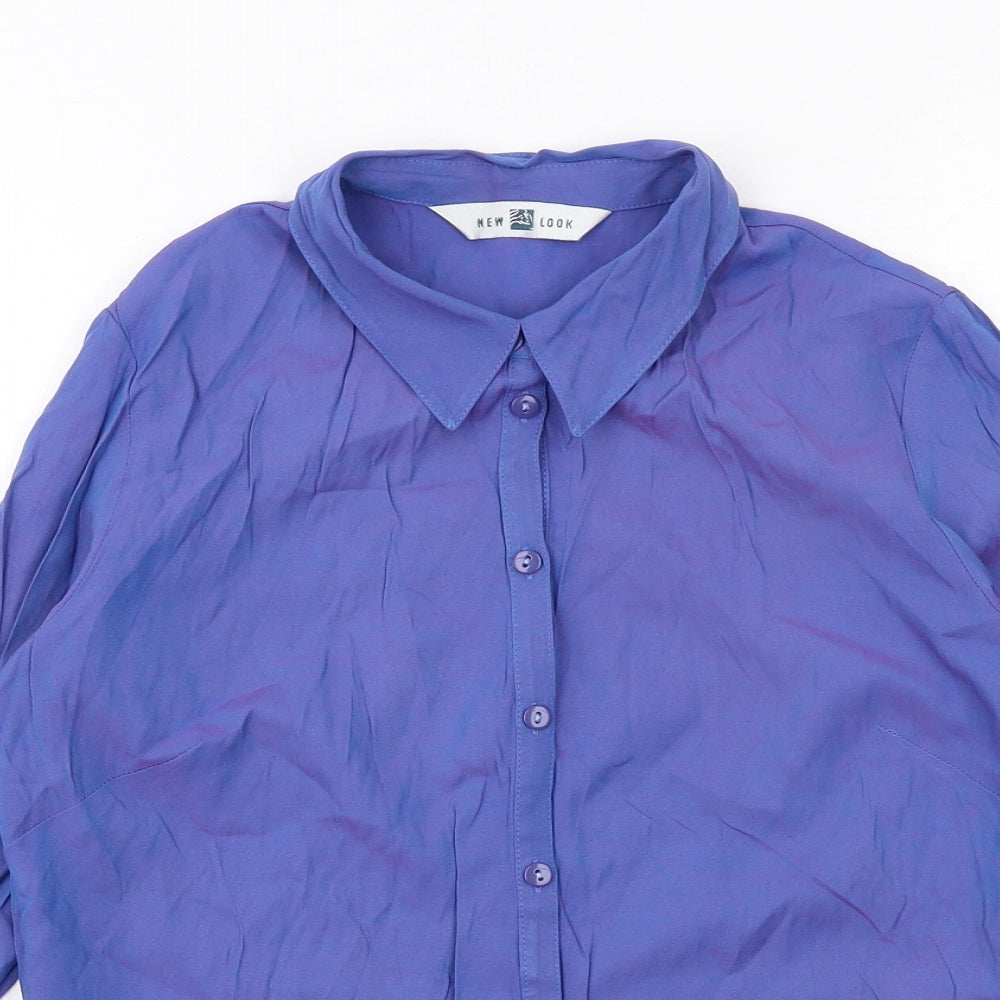 Womens UK Size 12 New Look Blue Basic Button-Up
