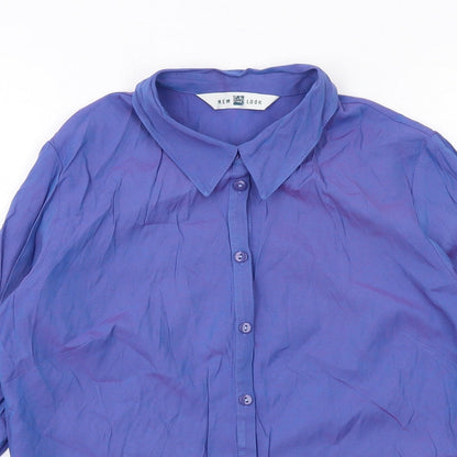 Womens UK Size 12 New Look Blue Basic Button-Up