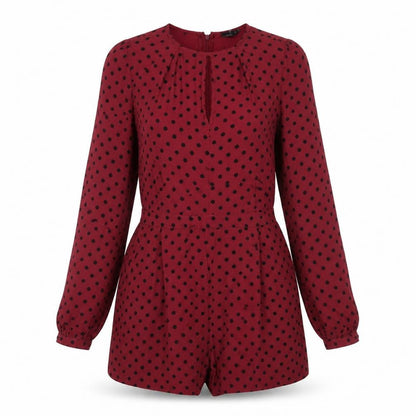 ASOS Womens Red Polka Dot Viscose Playsuit One-Piece Size 10 Zip