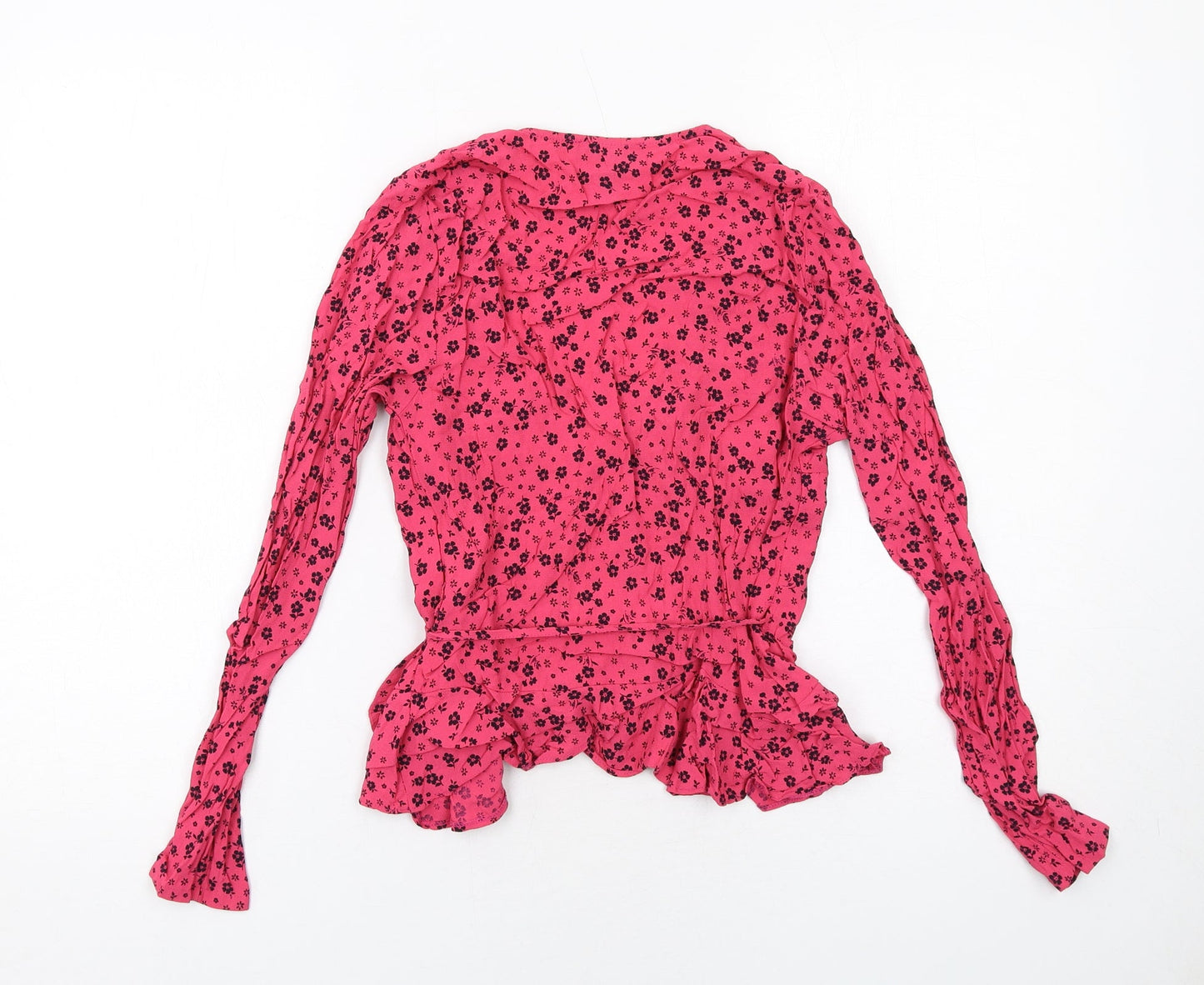 Womens UK Size 10 New Look Pink Wrap Blouse