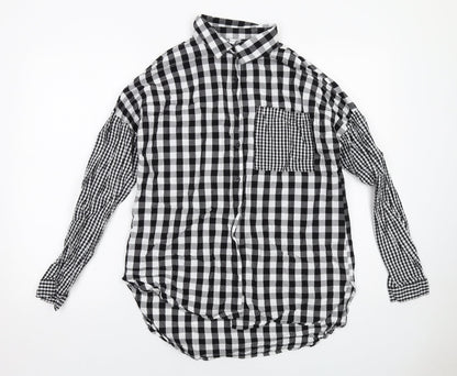 Violet Romance Womens Black Check Cotton Basic Button-Up Size 10 Collared