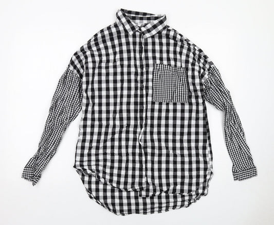 Violet Romance Womens Black Check Cotton Basic Button-Up Size 10 Collared