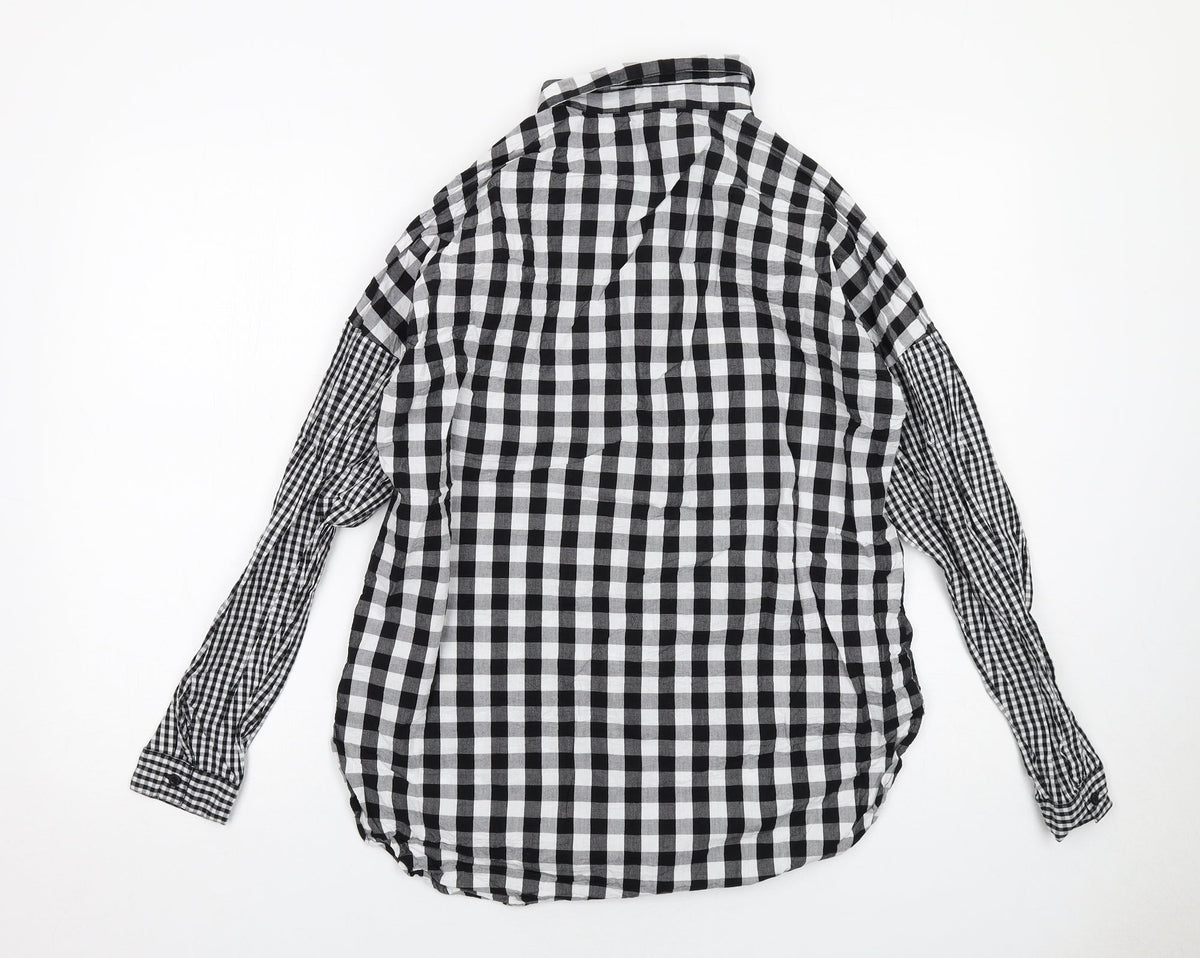 Violet Romance Womens Black Check Cotton Basic Button-Up Size 10 Collared
