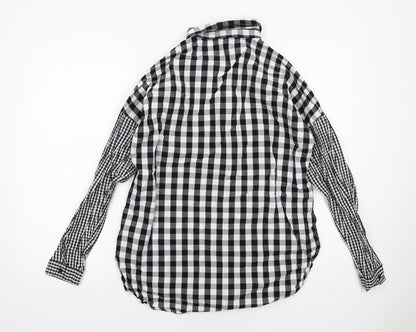 Violet Romance Womens Black Check Cotton Basic Button-Up Size 10 Collared