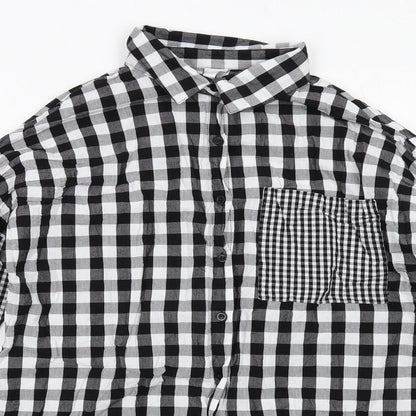 Violet Romance Womens Black Check Cotton Basic Button-Up Size 10 Collared