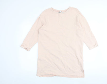 H&M Womens Pink Cotton Jumper Dress Size S Round Neck Pullover
