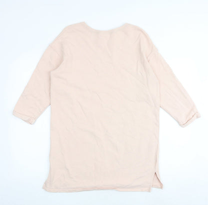 H&M Womens Pink Cotton Jumper Dress Size S Round Neck Pullover