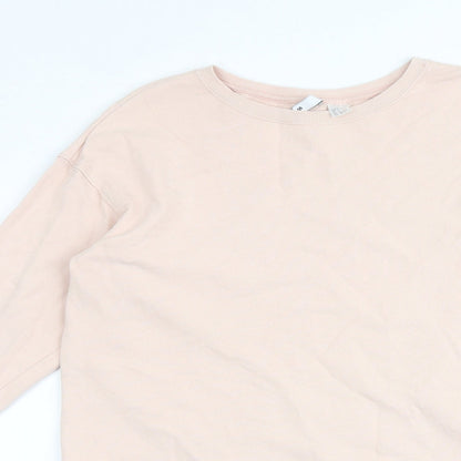 H&M Womens Pink Cotton Jumper Dress Size S Round Neck Pullover