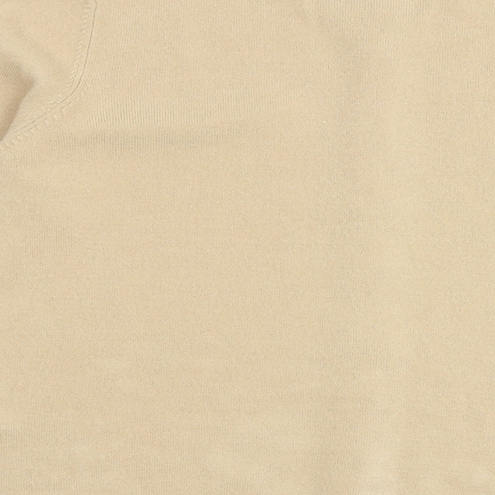 Classic Womens Brown Round Neck Acrylic Cardigan Jumper Size 14